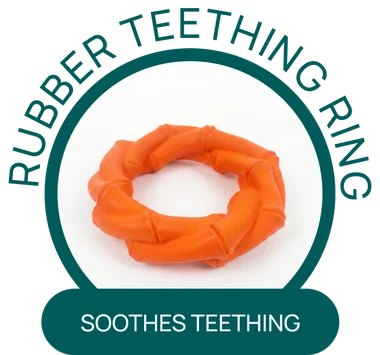 Rubber teething ring toy that soothes a puppy's teething gums