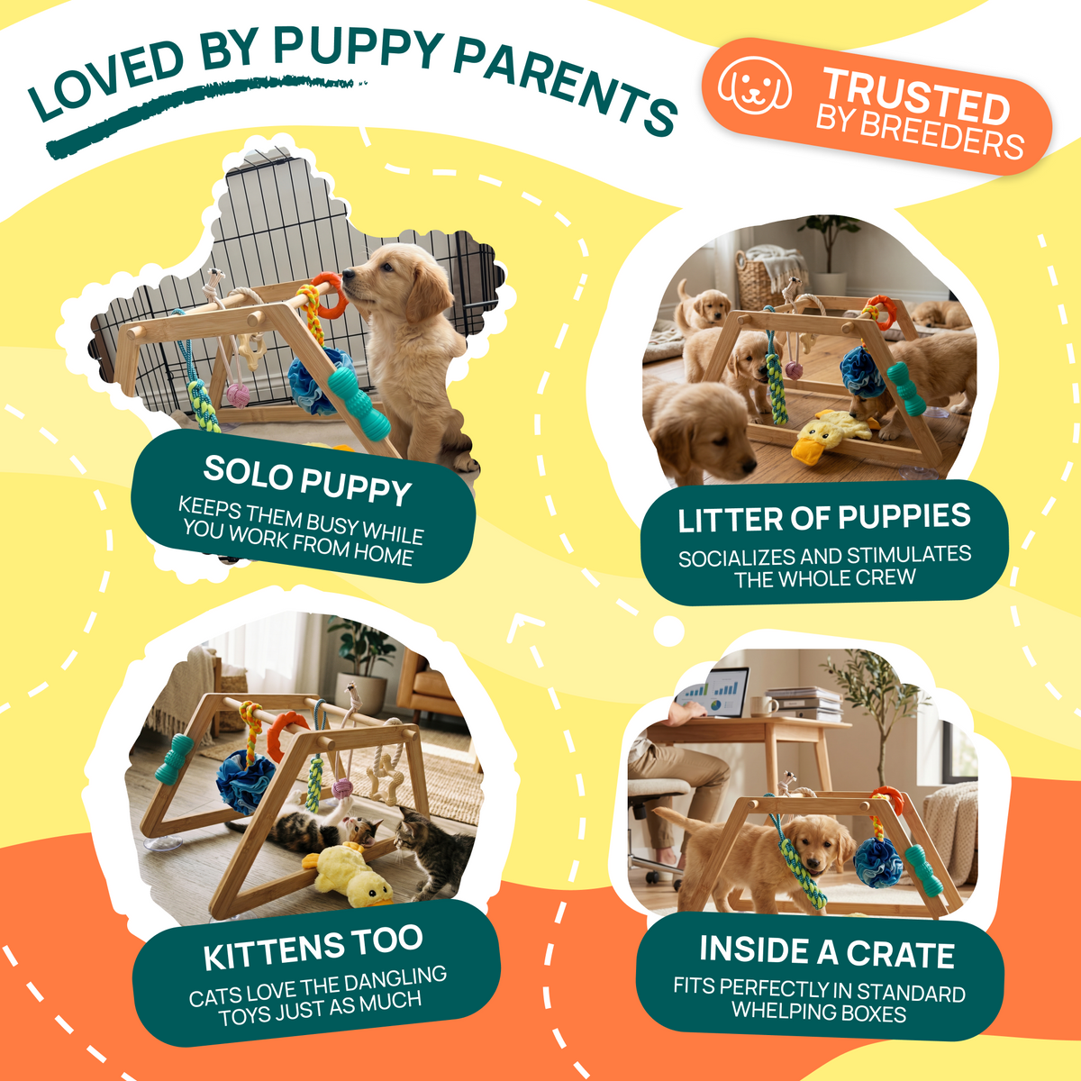 Loved by puppy parents and trusted by breeders: works for a solo puppy, a whole litter, inside a crate, and even kittens